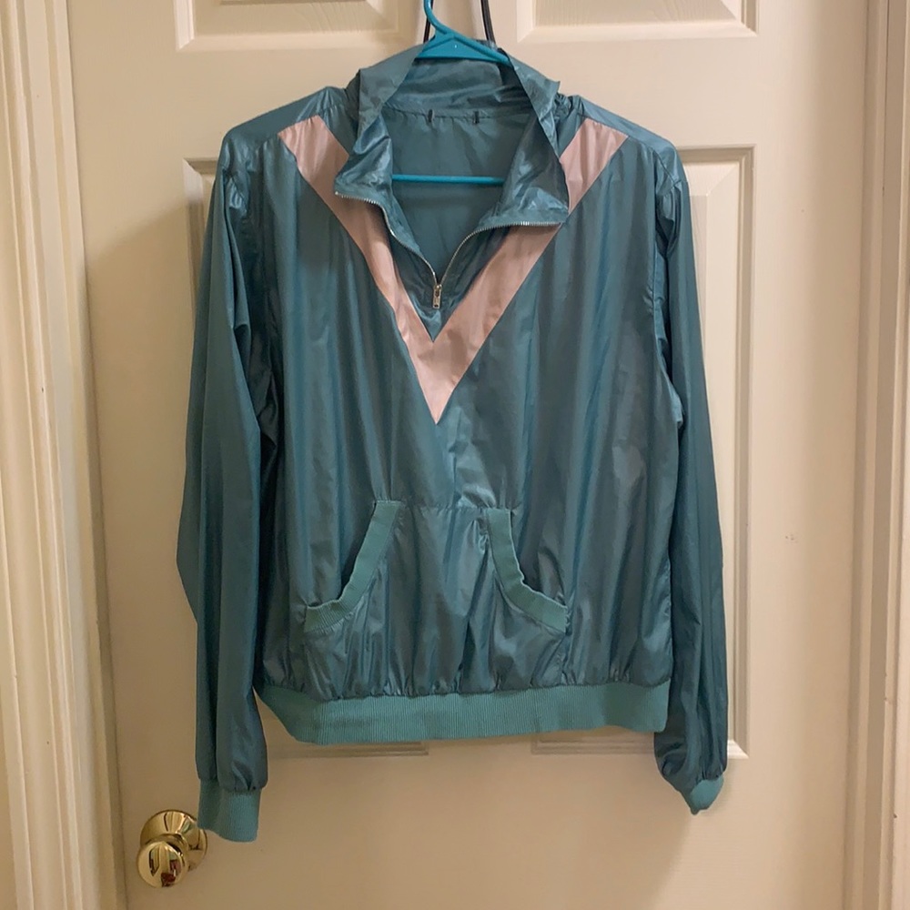 Blue 80s 90s windbreaker